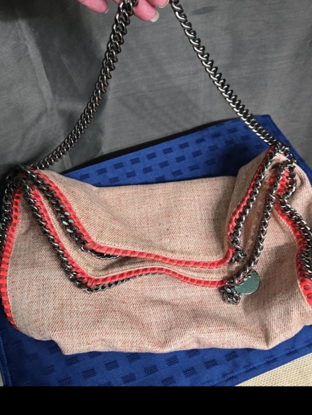 Stella Mccartney Falabella Fold Over Pink Tweed Tote with Gunmetal Chain - Picture 11 of 16